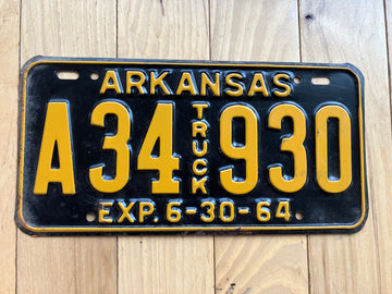 1964 Arkansas Truck License Plate