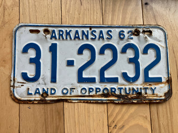 1962 Arkansas License Plate