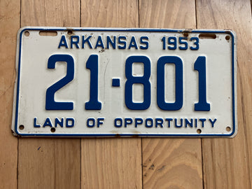 1953 Arkansas License Plate