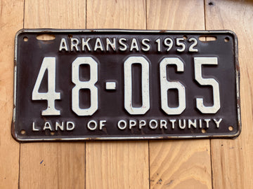 1952 Arkansas License Plate