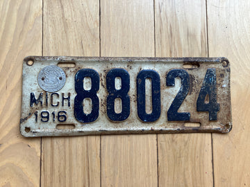 1916 Michigan License Plate