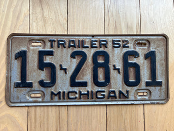 1952 Michigan Trailer License Plate