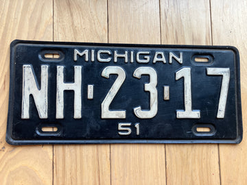 1951 Michigan License Plate