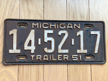 1951 Michigan Trailer License Plate