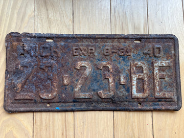 1940 Michigan License Plate