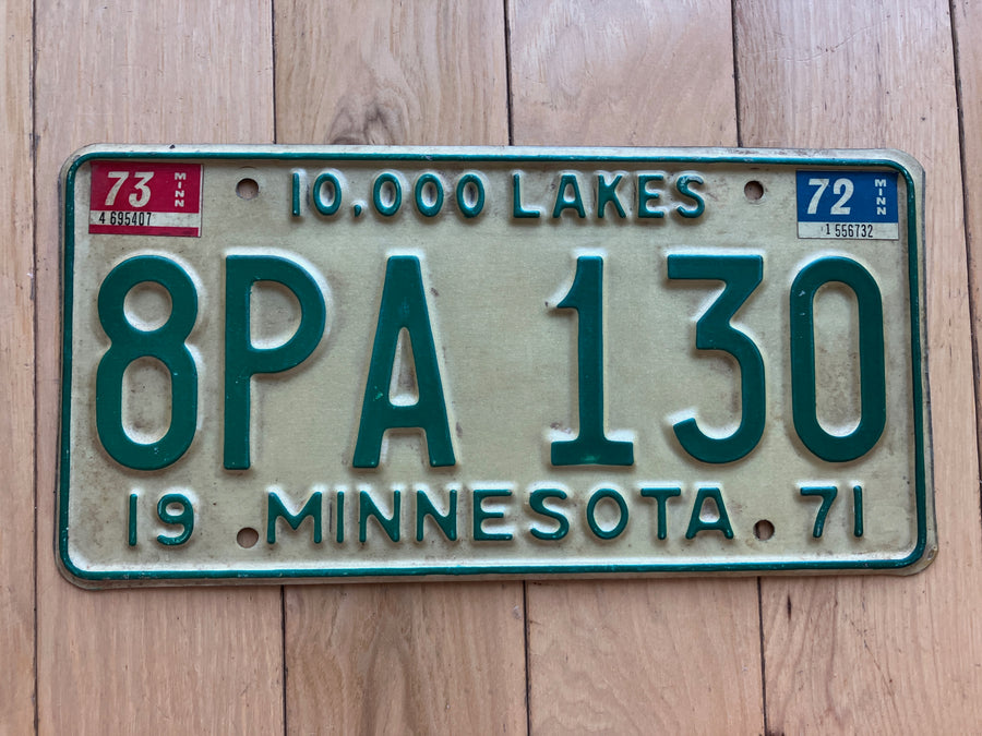 1971 Minnesota License Plate W/ 1972 and 1973 Tabs