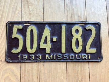 1933 Missouri Truck License Plate