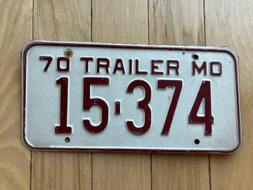 1970 Missouri Trailer License Plate