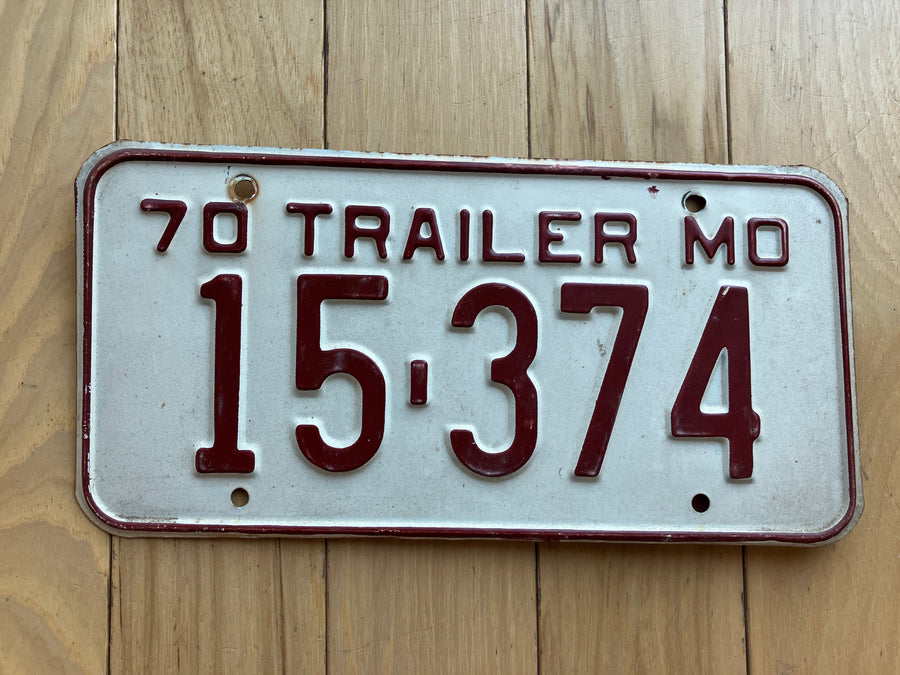 1970 Missouri Trailer License Plate