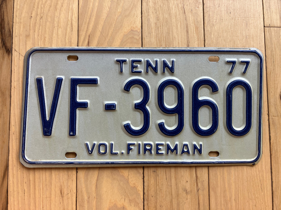 1977 Tennessee Volunteer Fireman License Plate