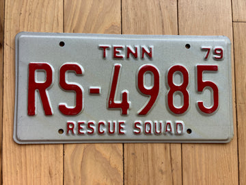 1979 Tennessee Rescue Squad License Plate