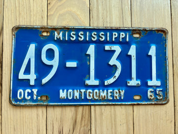 1965 Mississippi Montgomery County License Plate