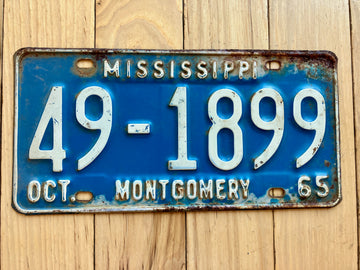 1965 Mississippi Montgomery County License Plate