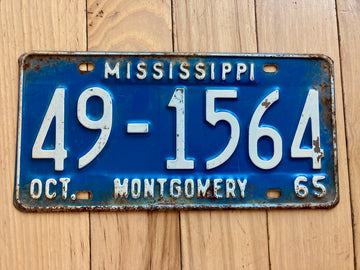 1965 Mississippi Montgomery County License Plate