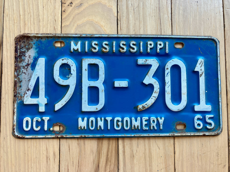 1965 Mississippi Montgomery County License Plate