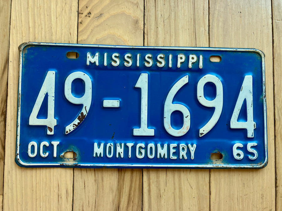 1965 Mississippi Montgomery County License Plate