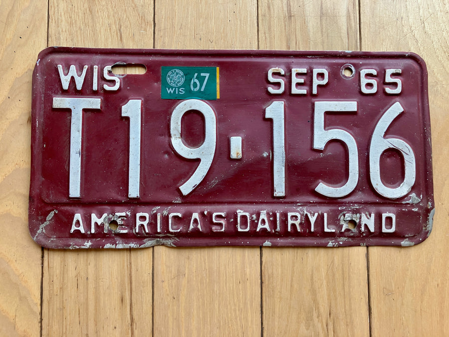 1965 Wisconsin License Plate W/ 1967 Tab