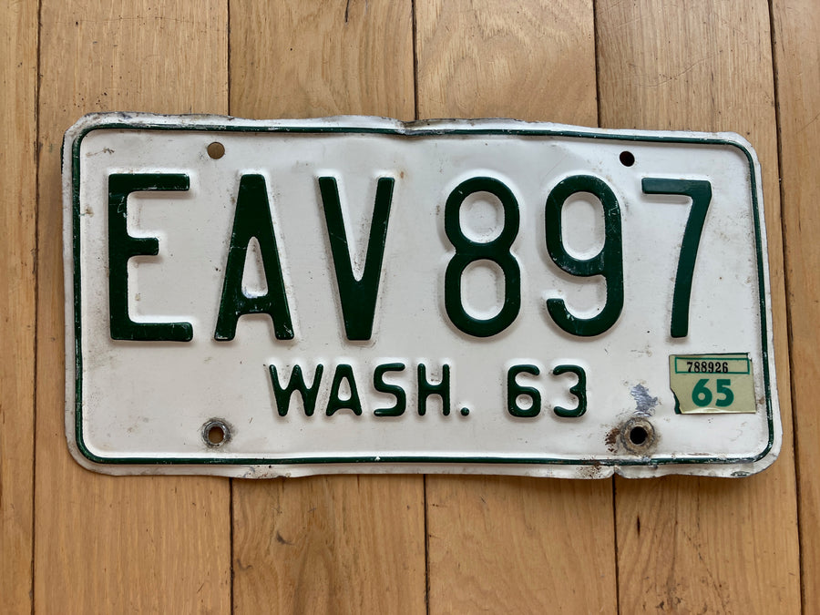 1963 Washington State License Plate W/ 1965 Tab