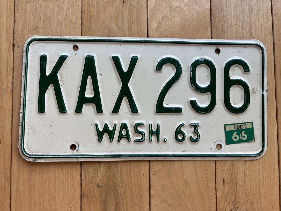 1963 Washington State License Plate W/ 1967 Tab