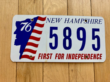 1976 New Hampshire First For Independence Booster License Plate