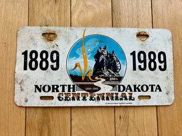 1989 North Dakota Centennial Booster License Plate