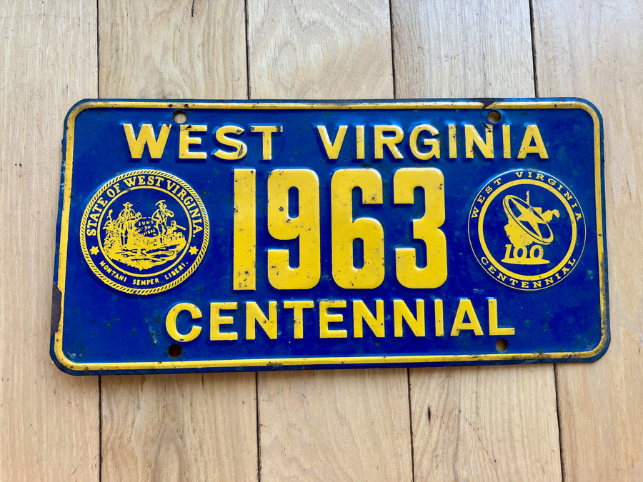 1963 West Virginia Centennial Booster License Plate
