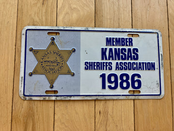 1986 Kansas Sheriffs Association Booster License Plate