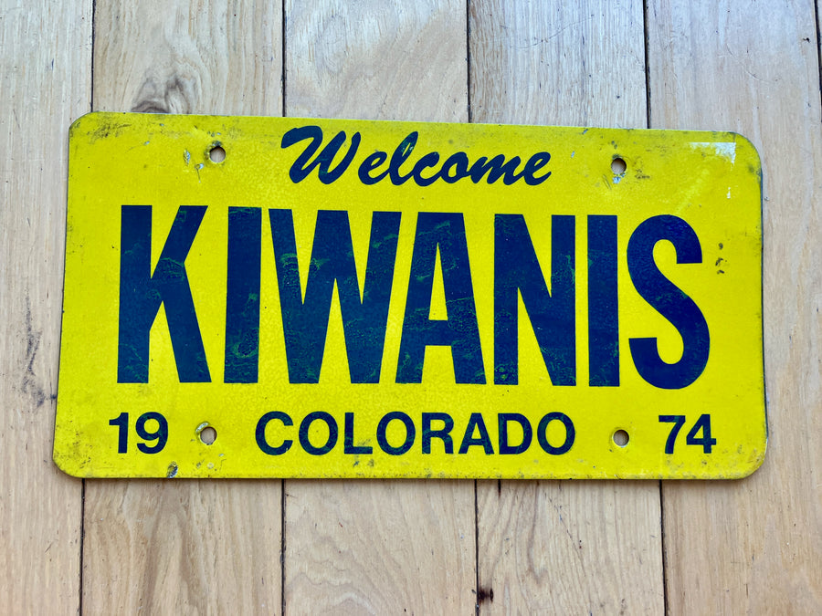 1974 Welcome Kiwanis Colorado Booster License Plate