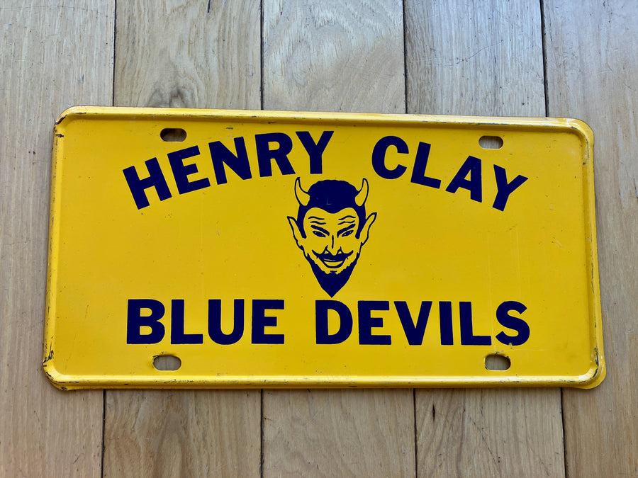 Vintage Henry Clay Blue Devils Booster License Plate (1960's/1970s?)