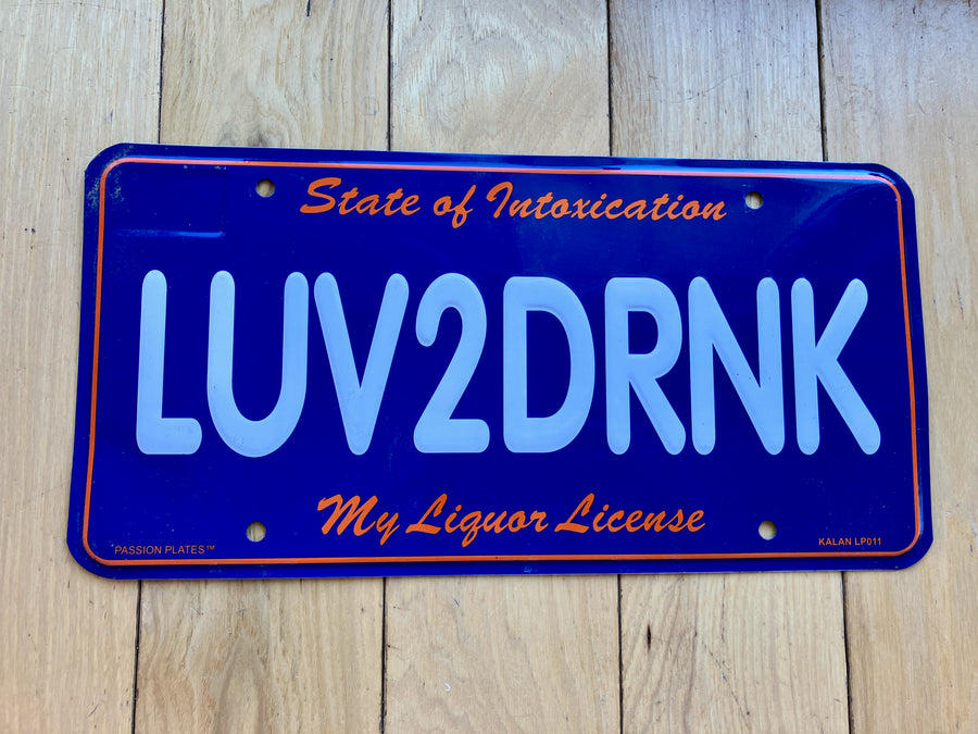 Luv 2 Drink Booster License Plate