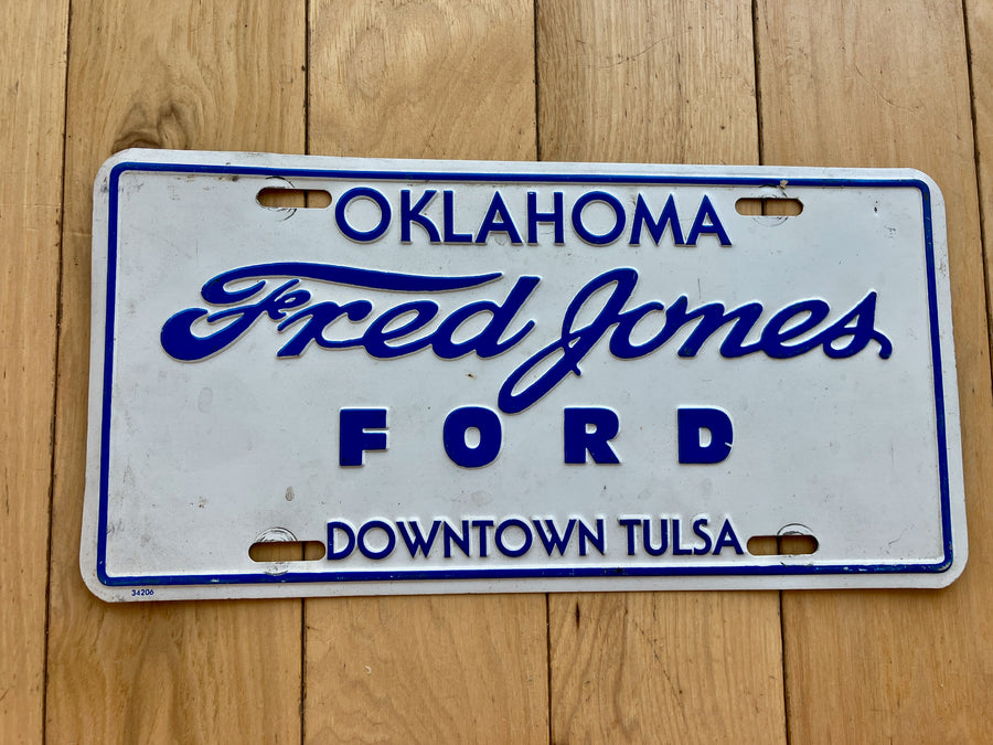 Oklahoma Fred Jones Ford Booster License Plate