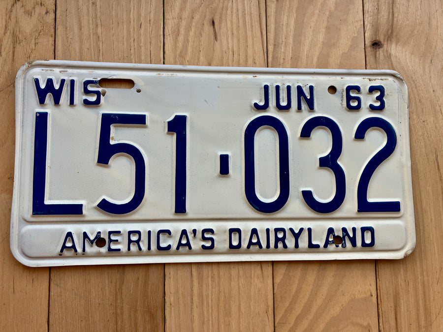 1963 Wisconsin License Plate