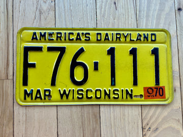 1970 Wisconsin License Plate
