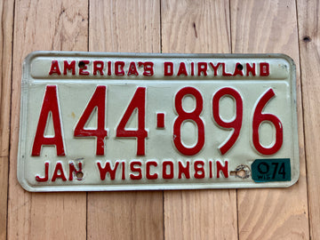 1974 Wisconsin License Plate
