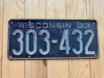 1933 Wisconsin License Plate
