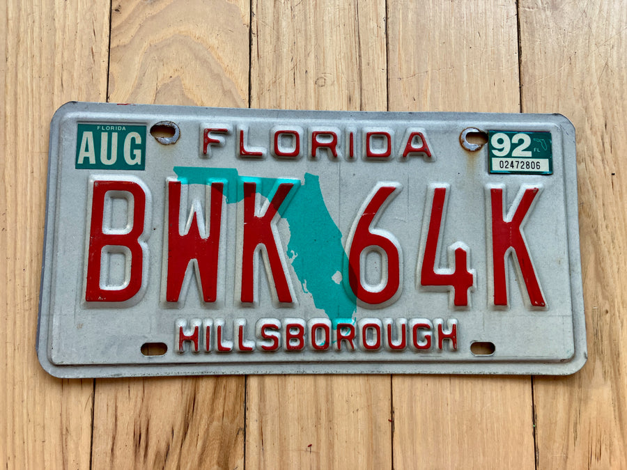 1992 Florida Hillsborough License Plate