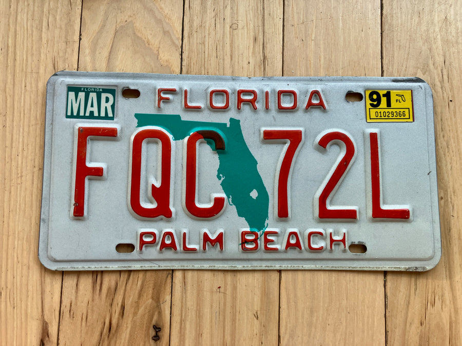 1991 Florida Palm Beach License Plate