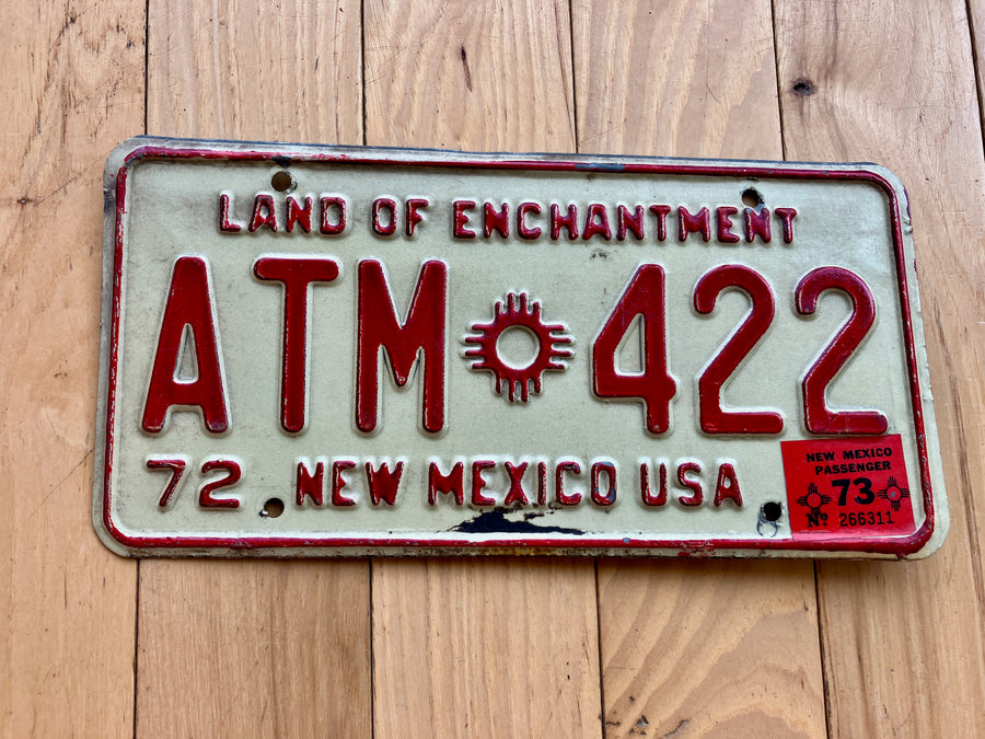 1972 New Mexico License Plate W/ 1973 Tab