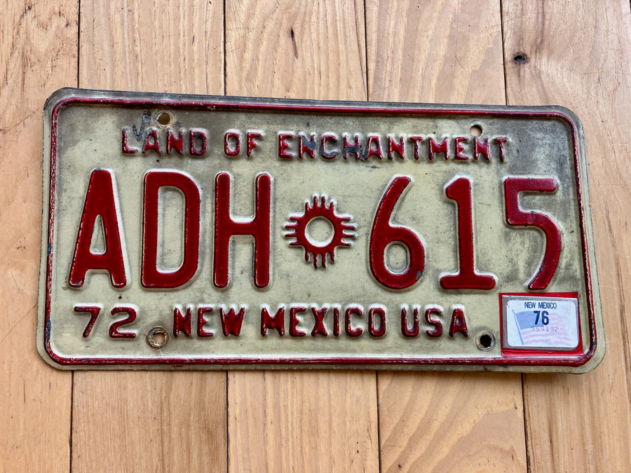 1972 New Mexico License Plate W/ 1976 Tab