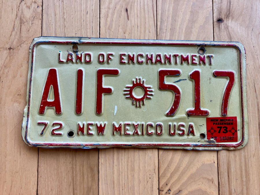 1972 New Mexico License Plate W/ 1973 Tab