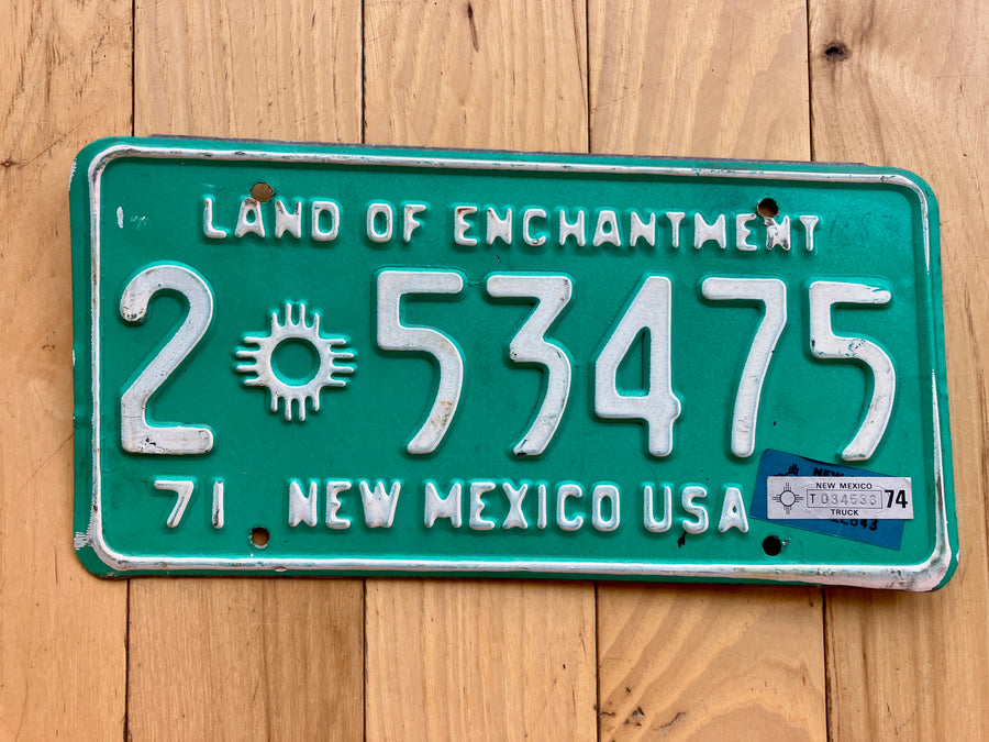 1971 New Mexico License Plate W/ 1974 Tab