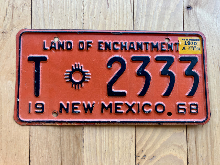 1968 New Mexico Trailer License Plate W/ 1970 Tab