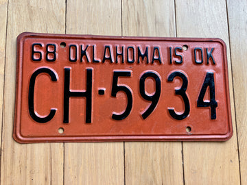 1968 Oklahoma License Plate