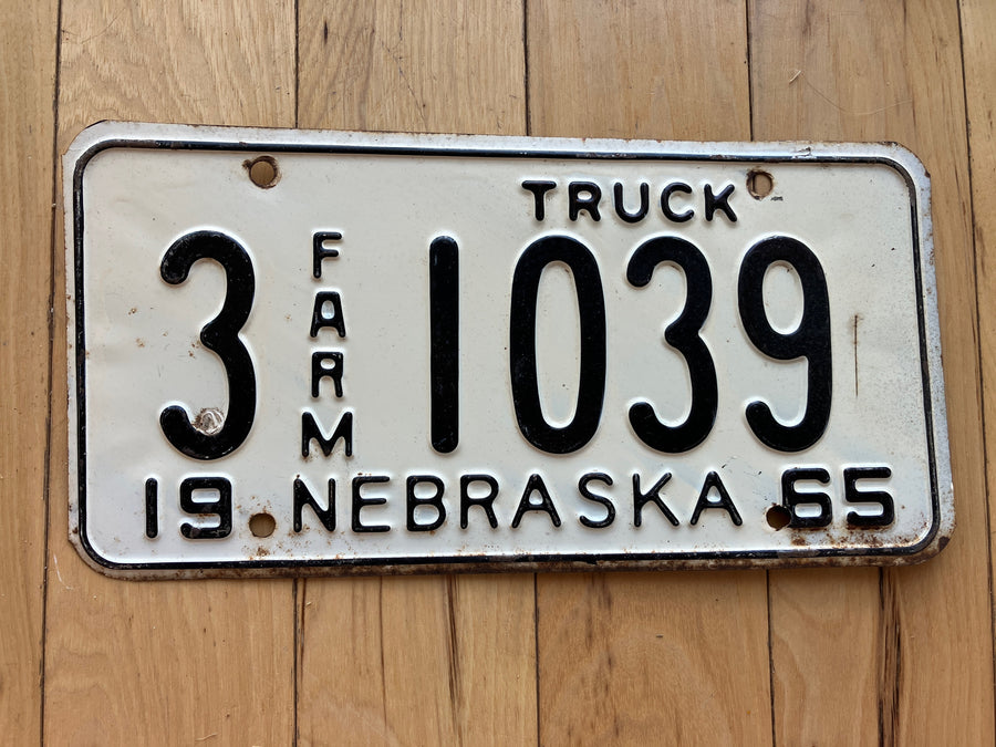 1965 Nebraska Farm Truck License Plate