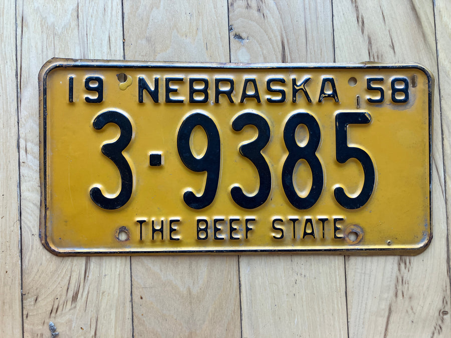 1958 Nebraska License Plate