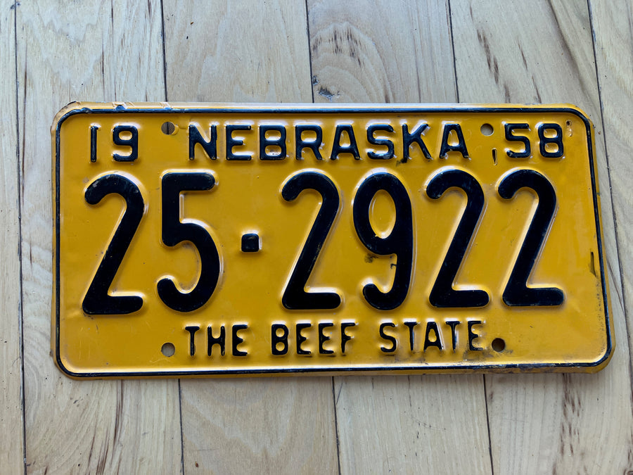 1958 Nebraska License Plate