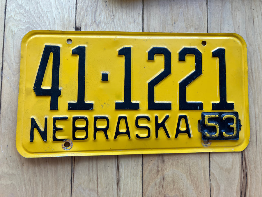 1953 Nebraska License Plate