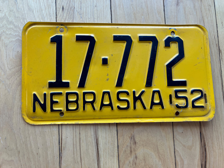 1952 Nebraska License Plate