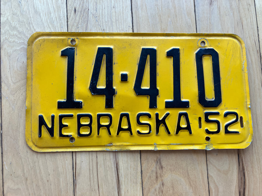 1952 Nebraska License Plate