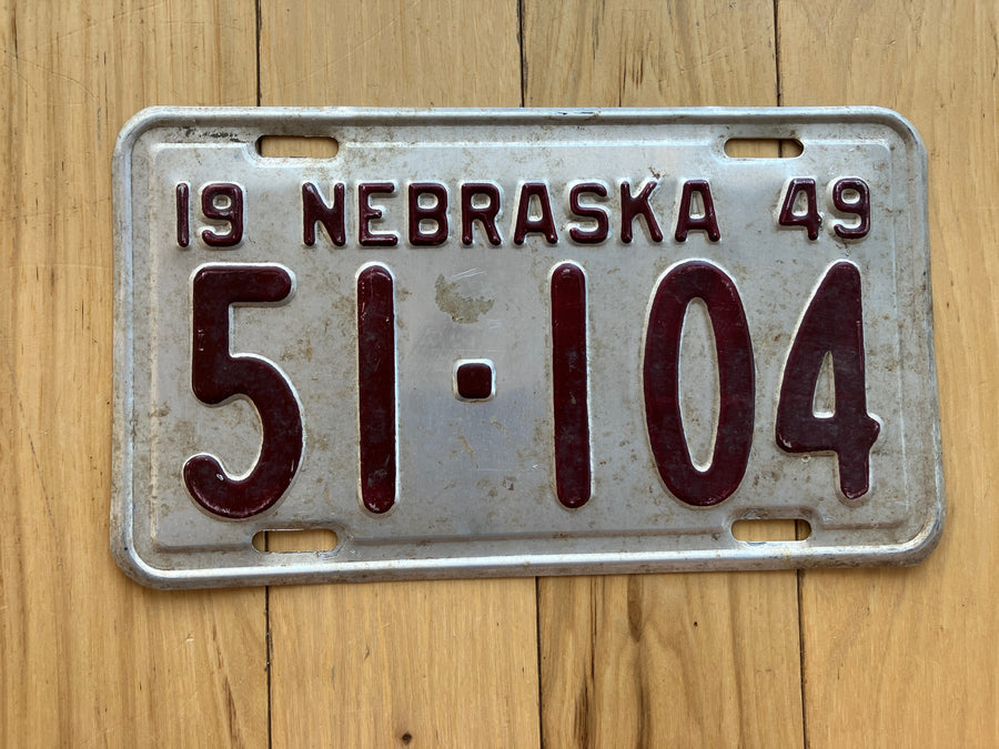 1949 Nebraska License Plate